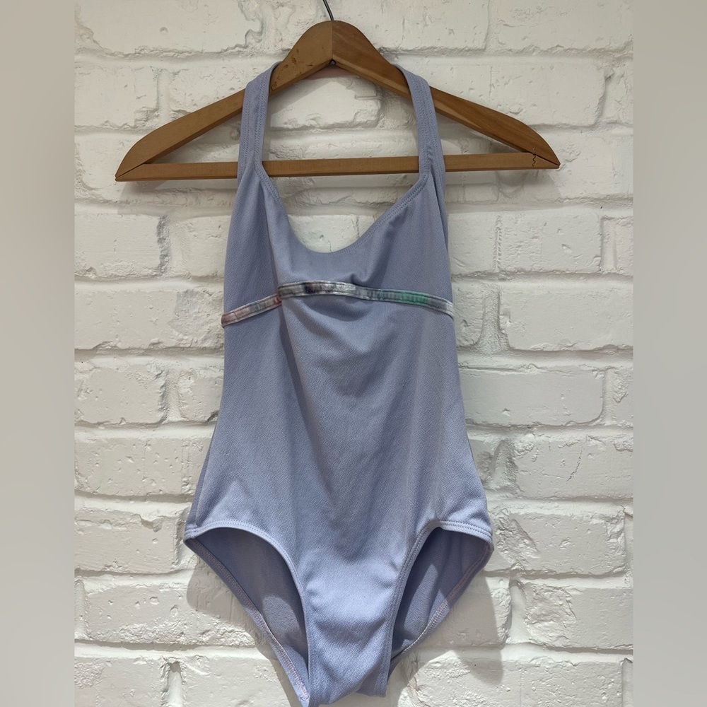 Pretty lilac leotard with rainbow velvet trim - used